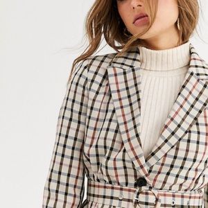 Vera Moda Checked Blazer With Belt